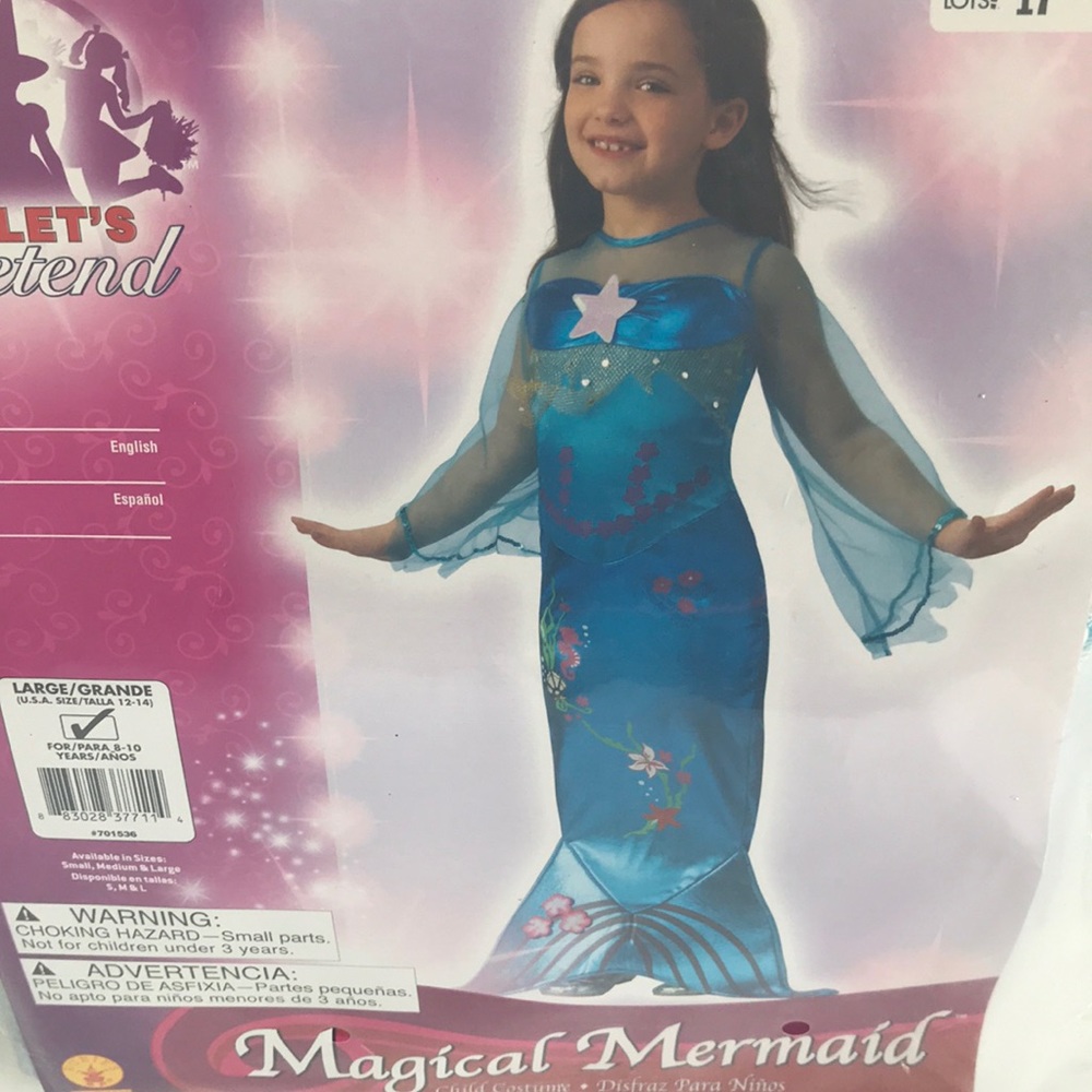 New Magical Mermaid Child Med Costume 12-14